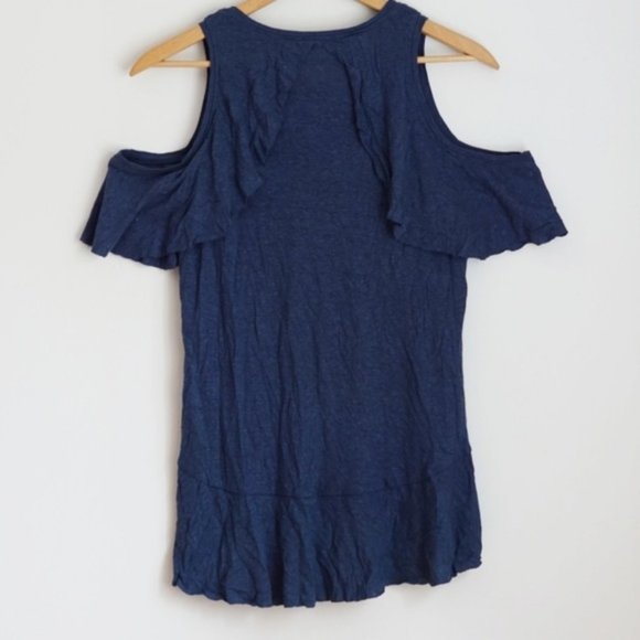 BCBGMazAzria Cold Shoulder Ruffle Overlay Top - Picture 6 of 6